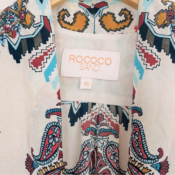 NWOT Rococo Sand Paisley Carpet Tunic Dress 100% Silk with Beaded Detail Size XS - Picture 11 of 12